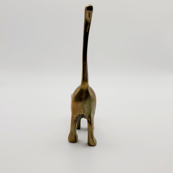 Vtg MCM Solid Brass Ring Holder Cats 2pcs | A Pair of Cat Figurines Dresser Top - Picture 2 of 9